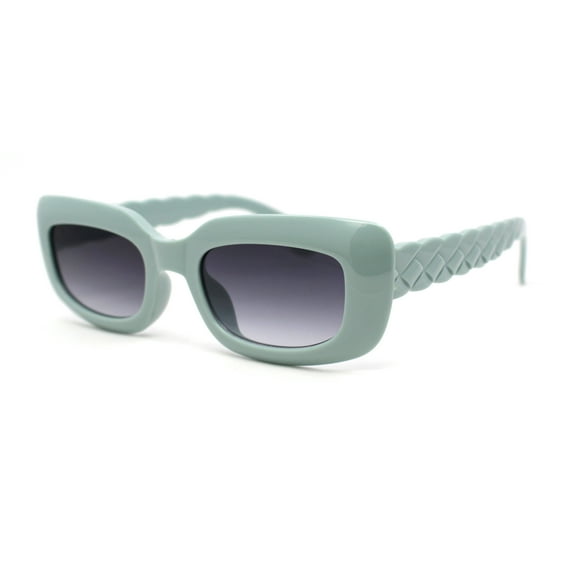 Womens Mod Rectangle Subtle Weave Pattern Arm Sunglasses Green - Smoke