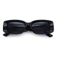 thumbnail image 1 of Womens Mod Rectangle Thick Beveled Plastic Minimal Fashion Sunglasses All Black, 1 of 8