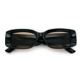 thumbnail image 1 of Womens Mod Rectangle Thick Beveled Plastic Minimal Fashion Sunglasses Black - Brown, 1 of 8