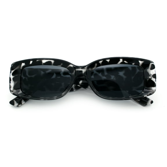 Womens Mod Rectangle Thick Beveled Plastic Minimal Fashion Sunglasses Slate Tortoise - Black