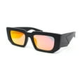 thumbnail image 1 of Womens Mod Rectangle Thick Plastic Fashion Sunglasses Matte Black - Red Mirror, 1 of 4