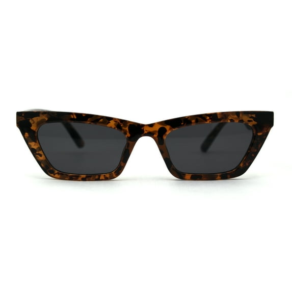 Womens Mod Rectangular Cat Eye Horn Rim Sunglasses Tortoise Black