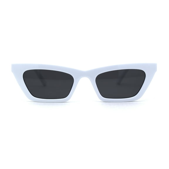 Womens Mod Rectangular Cat Eye Horn Rim Sunglasses White Black