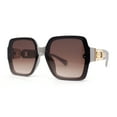 thumbnail image 1 of Womens Mod Rimless Jewel Chain Arm Oversize Rectangle Sunglasses Grey Brown, 1 of 4