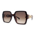 thumbnail image 1 of Womens Mod Rimless Jewel Chain Arm Oversize Rectangle Sunglasses Tortoise Brown, 1 of 4