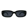 thumbnail image 1 of Womens Mod Rimless Rectangle Plastic Trendy Sunglasses All Black, 1 of 5