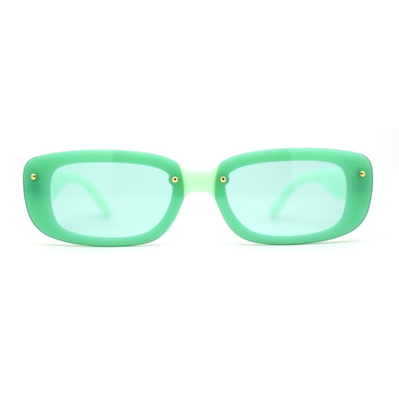 Womens Mod Rimless Rectangle Plastic Trendy Sunglasses All Green