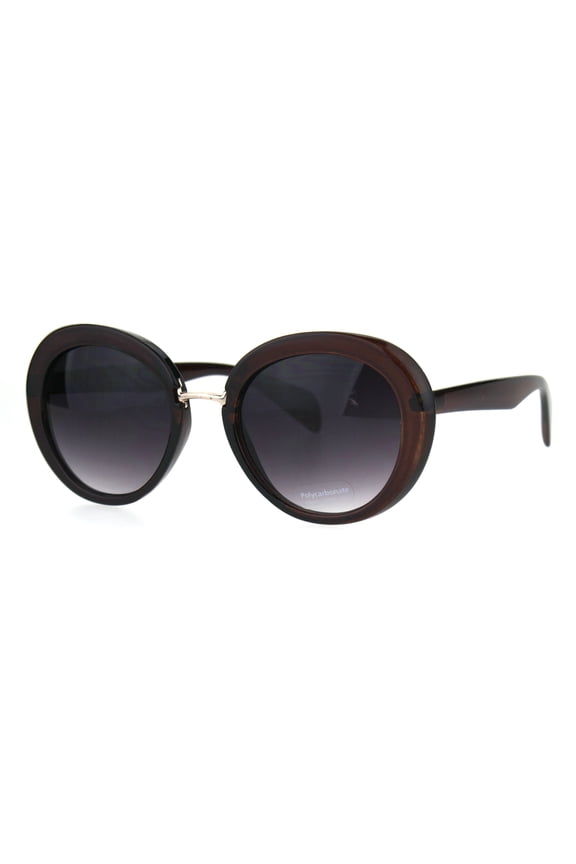 Womens Mod Round Cat Eye Goth Designer Fashion Sunglasses Black Smoke