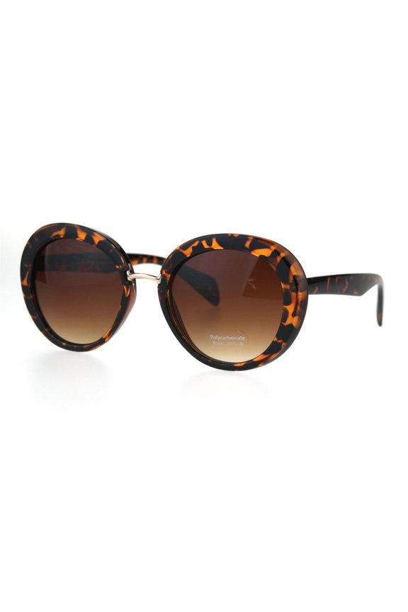 Womens Mod Round Cat Eye Goth Designer Fashion Sunglasses Tortois Brown