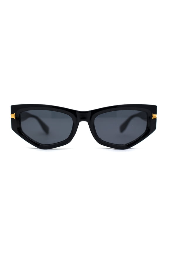 Womens Mod Square Cat Eye Thick Plastic Sunglasses All Black