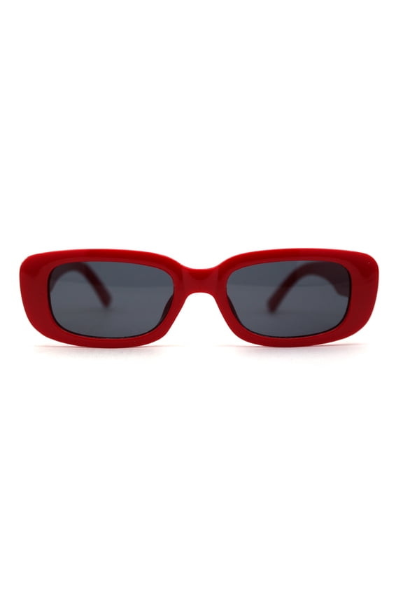 Womens Mod Square Clout Style Rectangle Plastic Sunglasses Red Black