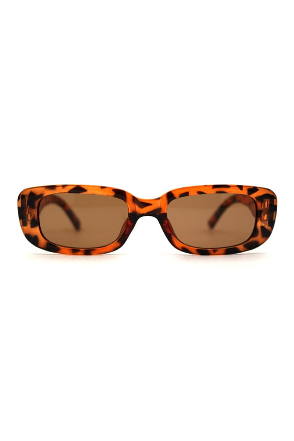 Womens Mod Square Clout Style Rectangle Plastic Sunglasses Tortoise Brown