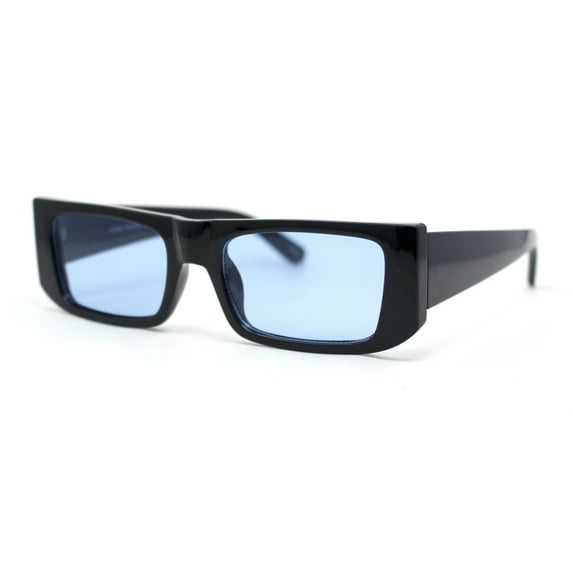 Womens Mod Square Rectangle Subtle Cat Eye Plastic Retro Sunglasses Black - Blue