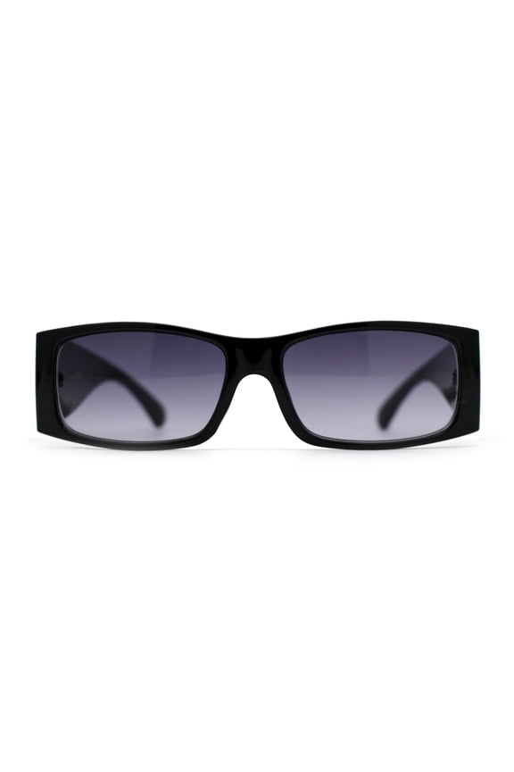 Womens Mod Square Rectangle Thick Temple Fashion Sunglasses Black Smoke