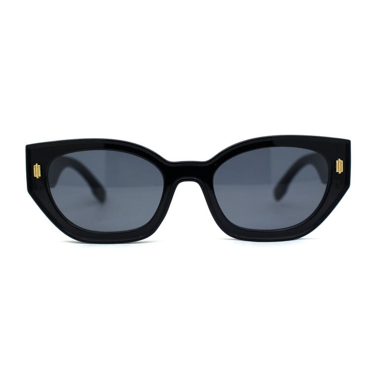 Womens Mod Square Rectangular Cat Eye Sunglasses All Black  display picture 3