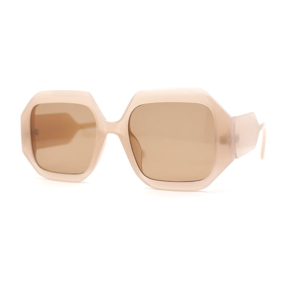 Womens Mod Square Thick Plastic Fashion Sunglasses Beige Brown