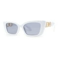 thumbnail image 1 of Womens Mod Squared Cat Eye Designer Fashion Sunglasses White - Black, 1 of 4
