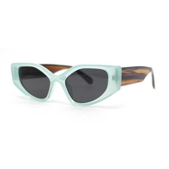 Womens Mod Squared Cat Eye Plastic Chic Fashion Retro Sunglasses Blue Brown - Black