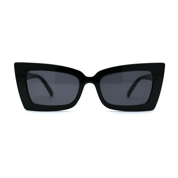 Womens Mod Squared Cat Eye Plastic Gothic Sunglasses All Black