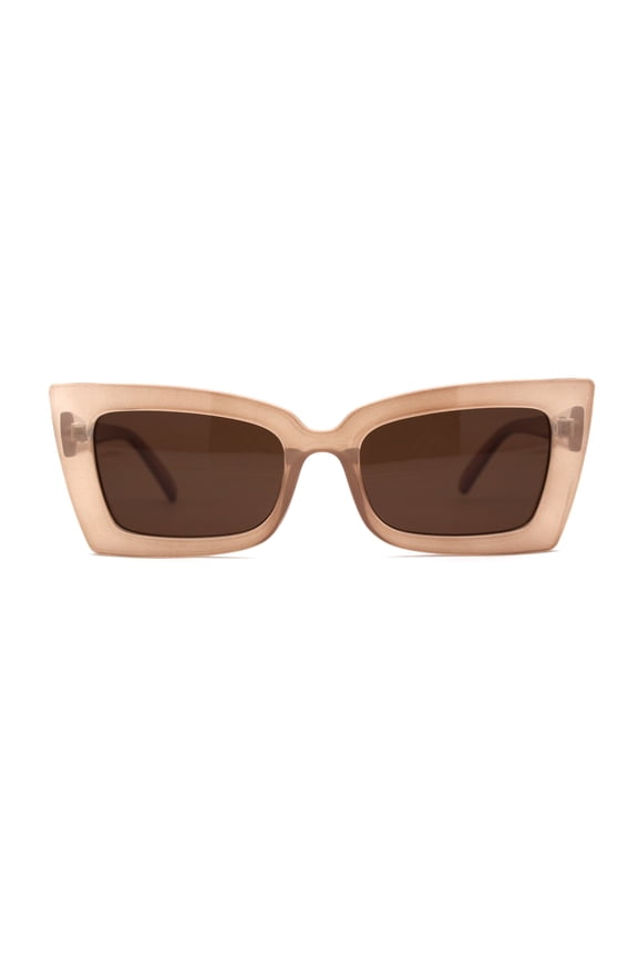 Womens Mod Squared Cat Eye Plastic Gothic Sunglasses Beige Brown