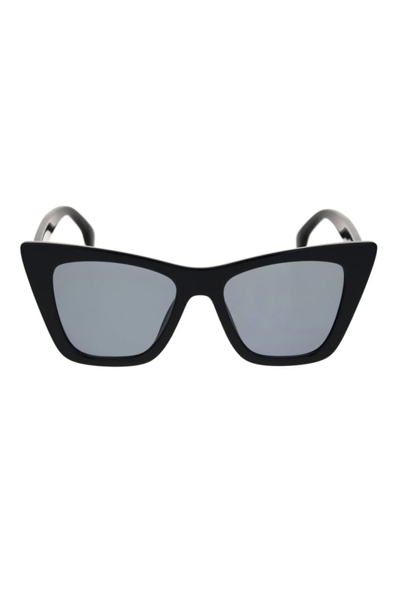 Womens Mod Style Large Square Cat Eye Hipster Plastic Sunglasses All Black