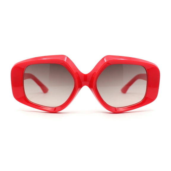 Womens Mod Thick Bevel Frame Butterfly Designer Fashion Sunglasses Red - Smoke