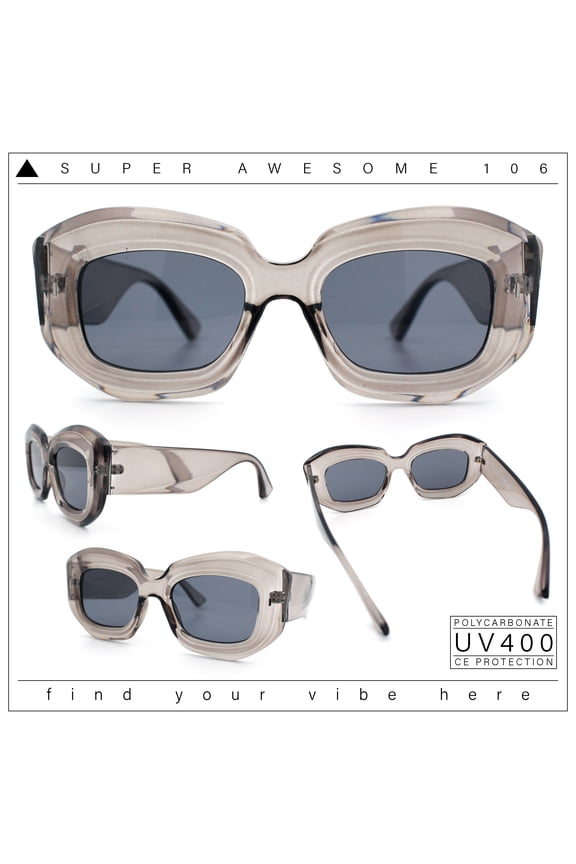 Womens Mod Thick Beveled Plastic Retro Glamorous Sunglasses Slate - Black