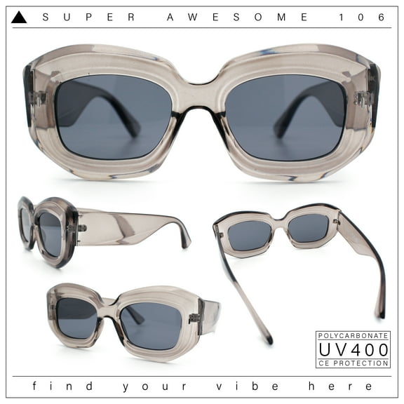 Womens Mod Thick Beveled Plastic Retro Glamorous Sunglasses Slate - Black