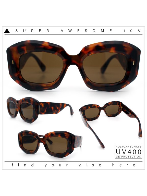 Womens Mod Thick Beveled Plastic Retro Glamorous Sunglasses Tortoise - Brown