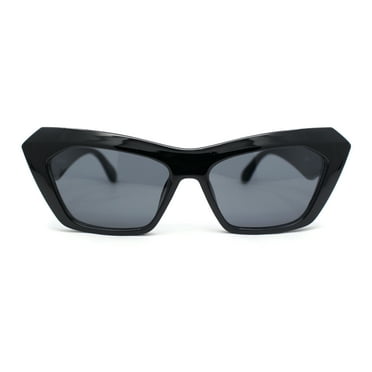 Womens Mod Thick Plastic Cat Eye Oversized Fashion Sunglasses All Black