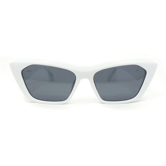 Womens Mod Thick Plastic Cat Eye Oversized Fashion Sunglasses White - Black