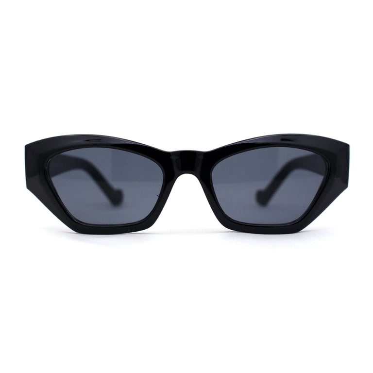 Womens Mod Thick Plastic Chunky Cat Eye Sunglasses All Black  display picture 1
