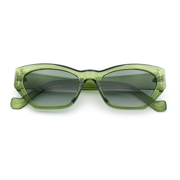 Womens Mod Thick Plastic Chunky Cat Eye Sunglasses All Green
