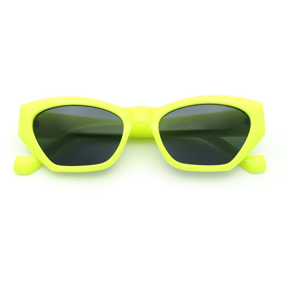 Womens Mod Thick Plastic Chunky Cat Eye Sunglasses Neon Green - Black