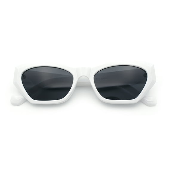 Womens Mod Thick Plastic Chunky Cat Eye Sunglasses White - Black
