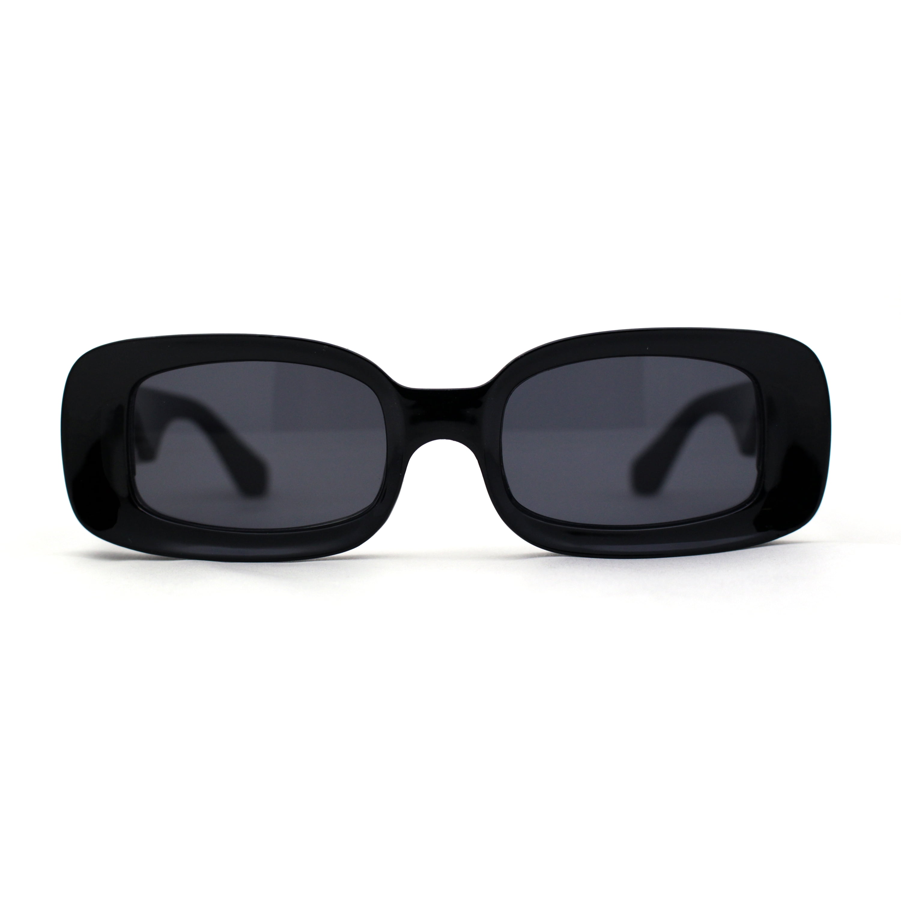 Bold Black Rectangular Sunglasses with Thick Frames Charisse - Bold Chunky Square Black Glasses | Vooglam main image 3