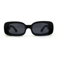 thumbnail image 1 of Womens Mod Thick Plastic Narrow Rectangle Bold Rich Sunglasses Black, 1 of 4