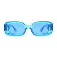 thumbnail image 1 of Womens Mod Thick Plastic Narrow Rectangle Bold Rich Sunglasses Blue, 1 of 4