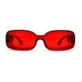 thumbnail image 1 of Womens Mod Thick Plastic Narrow Rectangle Bold Rich Sunglasses Red, 1 of 4
