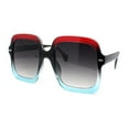 thumbnail image 1 of Womens Mod Thick Plastic Rectangle Butterfly Designer Sunglasses Red Blue - Smoke, 1 of 4