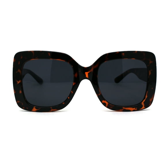 Womens Mod Thick Plastic Rectangle Butterfly Sunglasses Tortoise Black