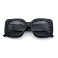 thumbnail image 1 of Womens Mod Thick Plastic Rectangle Designer Fashion Butterfly Sunglasses All Black, 1 of 8