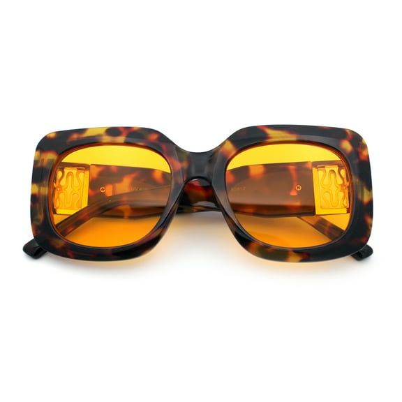 Womens Mod Thick Plastic Rectangle Designer Fashion Butterfly Sunglasses Tortoise - Orange
