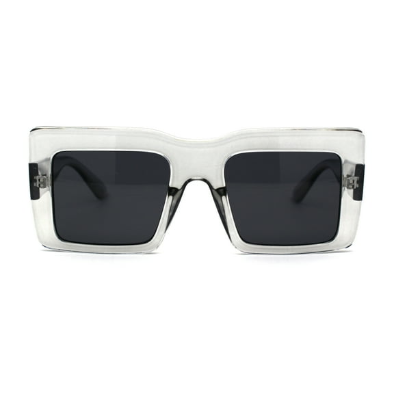 Womens Mod Thick Plastic Rectangle Sunglasses Slate Black