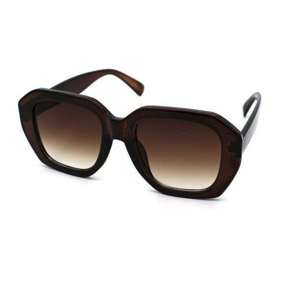 Womens Mod Thick Plastic Rectangular Chic Fashion Sunglasses All Brown