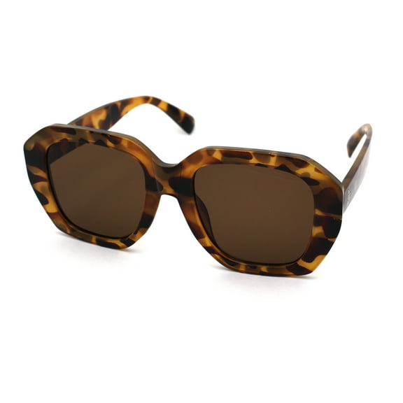 Womens Mod Thick Plastic Rectangular Chic Fashion Sunglasses Tortoise Brown