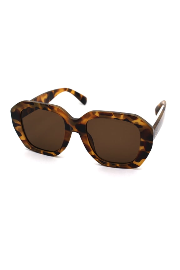 Womens Mod Thick Plastic Rectangular Chic Fashion Sunglasses Tortoise Brown