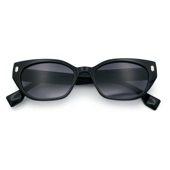 Womens Mod Urban City Hipster Rectangle Cat Eye Plastic Sunglasses Black - Smoke