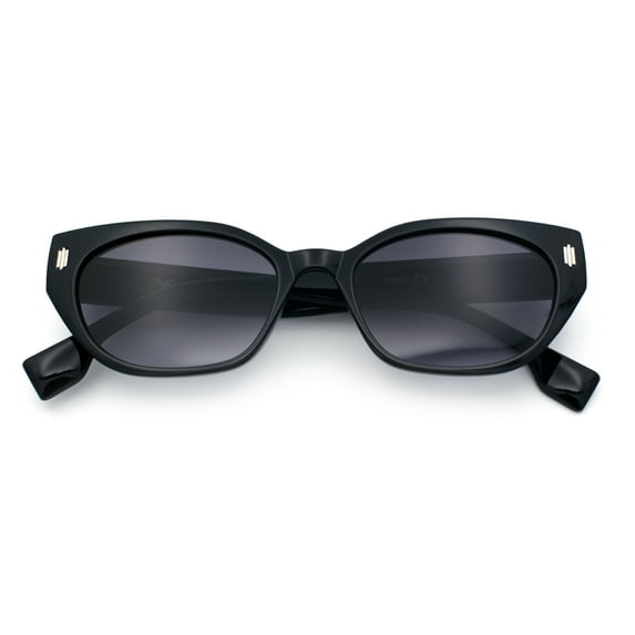 Womens Mod Urban City Hipster Rectangle Cat Eye Plastic Sunglasses Black - Smoke