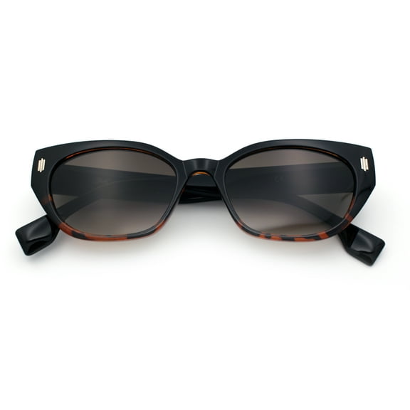 Womens Mod Urban City Hipster Rectangle Cat Eye Plastic Sunglasses Black Tortoise - Brown